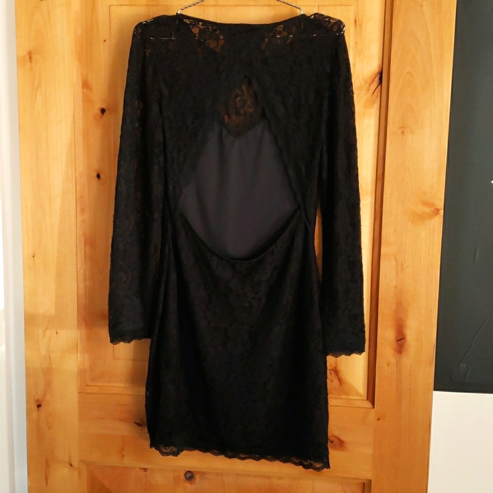 Express Black Lace Backless Dress